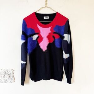 Sonia Rykiel Black Sweater with Red and Pink Accents